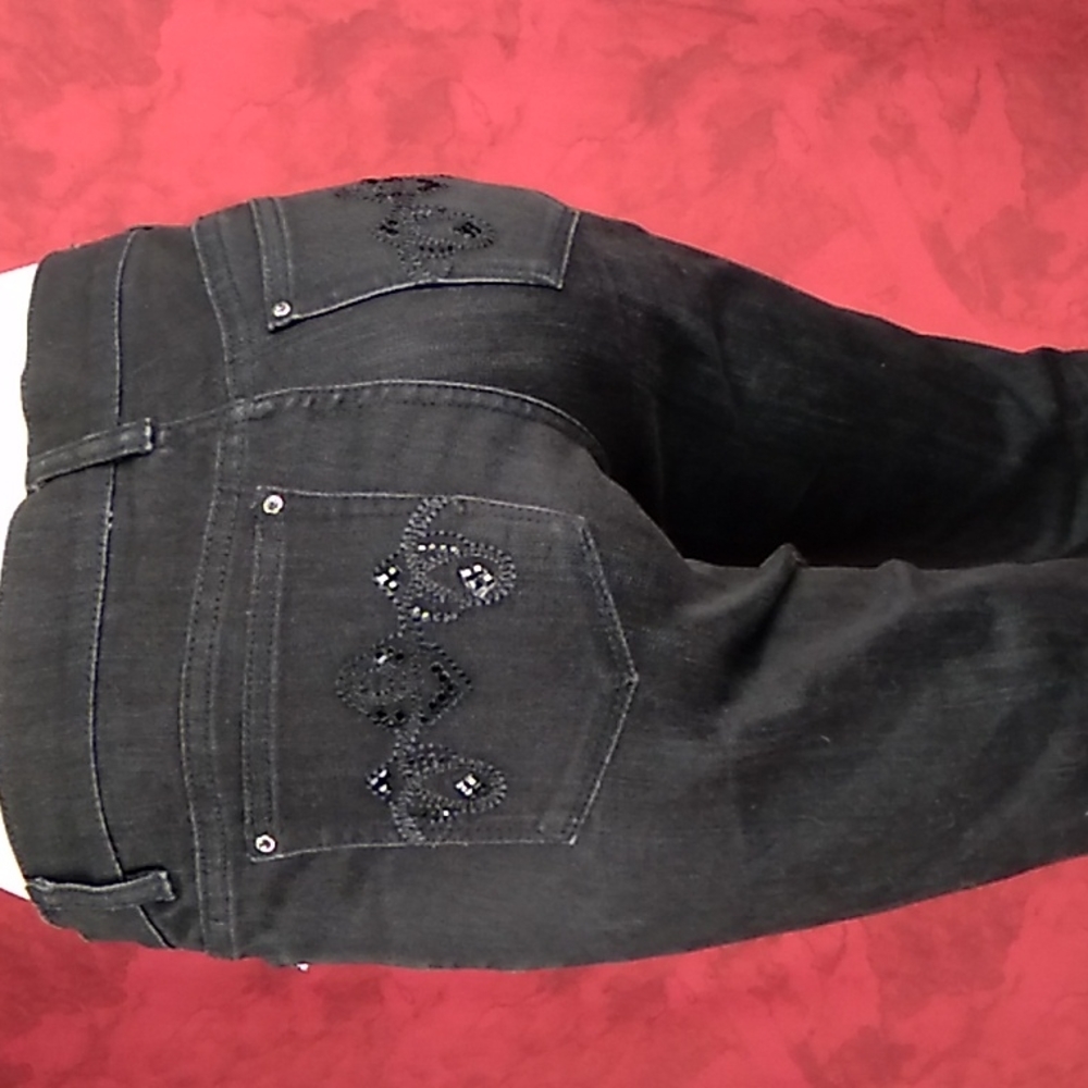 White House Black Market black bejeweled sleek boot cut jeans